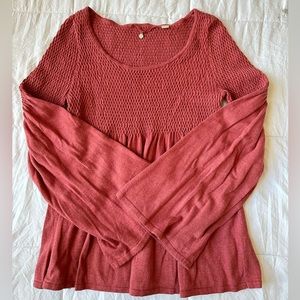 Anthropologie Red Textured Knit Top